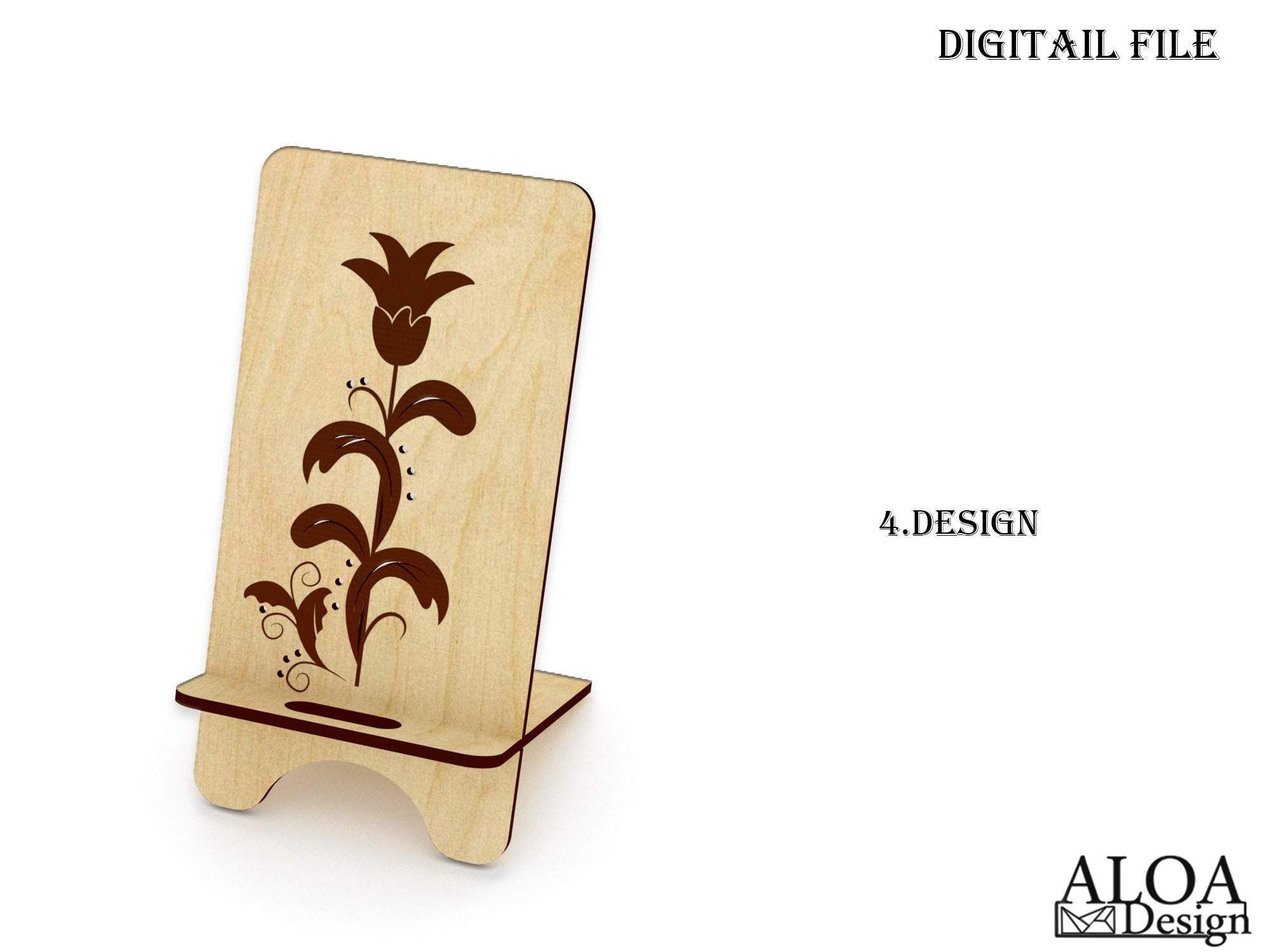 Phone Stand Laser Cut Cell Phone Holder SVG Floral Design Etsy