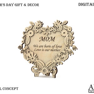 Flores del Día de la Madre SVG, Decoración del Día de la Madre, Regalo de mamá cortado con láser, Proyecto Glowforge, Plantilla Cnc, Archivo Dxf de madera, Regalo del Día de la Madre SVG, CDR, Ai