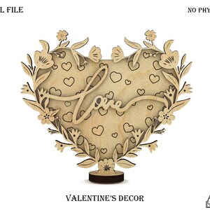 Valentine&#39;s Day Decor SVG , Love Decor File , Laser Cut , Heart SVG , Love Wood Decor , Glowforge Material , Cnc File , Valentines  Day Gift