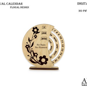 Perpetual Calendar Svg, Laser Cut Calendar File, Cnc Pattern, Glowforge Design, Vector Plan, Dxf, Cdr ,Eps