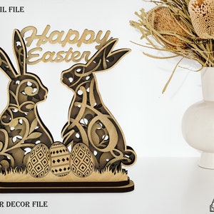 Easter Decor SVG , Laser Cut File , Multi-Layered Easter File , Glowforge SVG , Easter Bunny File , Digital Item , Easter Egg , DXF