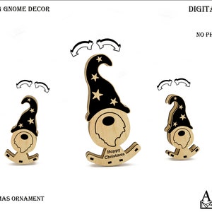 3D Gnome Decor, Christmas Laser Cut File, Glowforge Material, Digital File for Cnc, Christmas Gnome Vector