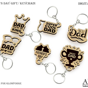 Vaderdag Sleutelhanger SVG, Glowforge Ready, Vaderdag Sleutelhanger Bundel, Beste Vader Ooit, Jij bent De Koning, Vector File, Dxf, Eps, Cdr