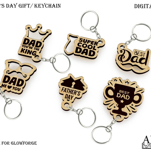 Vatertag Schlüsselanhänger SVG, Glowforge Ready, Vatertag Schlüsselbund Bundle, Bester Papa aller Zeiten, You are The King, Vektor Datei, Dxf, Eps, Cdr