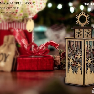 Christmas Lantern SVG, Laser Cut File, Christmas Svg, Candle Tea Holder , Lantern SVG, Cnc Pattern, Lamp Template Dxf, Glowforge Vector Plan
