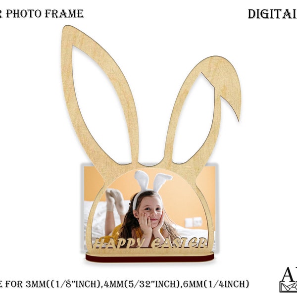 Easter Photo Frame, Laser Cut Easter, Bunny Picture Frame, Glowforge Pattern, Cnc Easter, Bunny DXF, Vector Easter, Easter Template, Decor