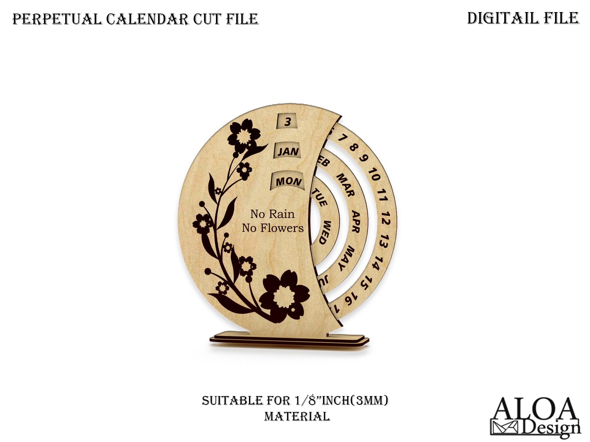 Perpetual Calendar Svg Laser Cut Calendar File Cnc Pattern Etsy UK