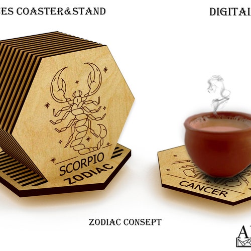 Coaster Holder Stand Laser Cut Dxf Svg CNC Router Etsy