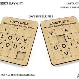 Liebespuzzle SVG, Valentinstag Geschenk, Glowforge SVG, Holzpuzzle Datei, Laserfertige Plotterdateien, Love DXF