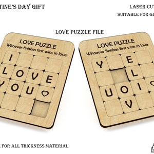 Love Puzzle SVG, Valentine's Day Gift, Glowforge SVG, Wooden Puzzle File, Laser-Ready Cut Files, Love DXF image 1