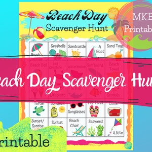 Sand & Sun Beach Treasure Hunt for Kids /Printable Scavenger Hunt /Fun Children&#39;s Holiday Outdoor Party Game Activity Summer Printable/I Spy