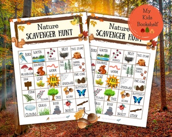 Printable Outdoor Nature Scavenger Hunt Game / I Spy Game Fun Hiking Trail Camping Woodland Theme Birthday Party Game Family Kids Activities