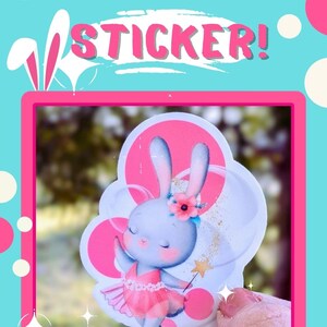 Dance Vinyl Waterproof Sticker / Bunny Ballerina / dancer gift / goodie bag / pink / laptop sticker / water bottle / dance recital / ballet image 2