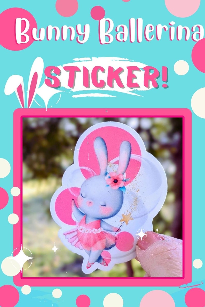 Dance Vinyl Waterproof Sticker / Bunny Ballerina / dancer gift / goodie bag / pink / laptop sticker / water bottle / dance recital / ballet image 2