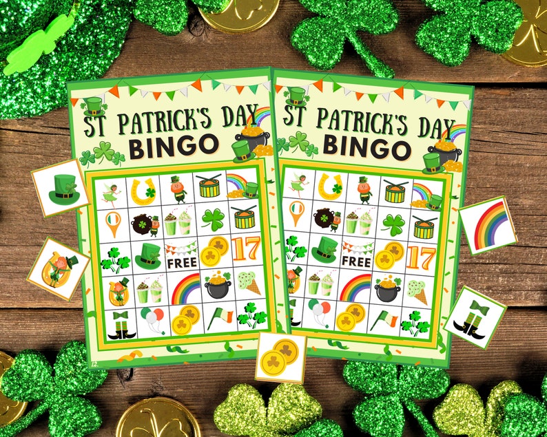 Happy St. Patrick's Day Bingo instant digital download Kids Party Game Family/Friends St. Patty's Day Luck of the Irish Holiday activity image 4