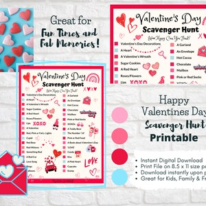 Valentines Day Scavenger Hunt instant digital download printable game kids friends family classroom