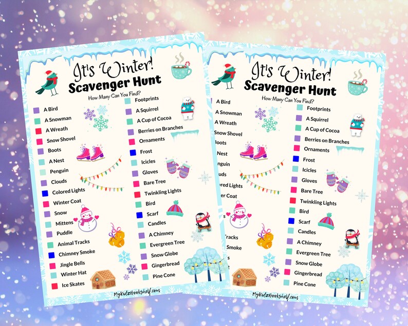 Winter Snowy Day Printable Scavenger Hunt I Spy Style Party Game Fun ...