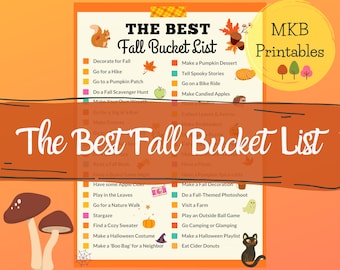 Fall Bucket List Printable, Autumn Bucket List Template, Kids Fall Bucket List, Autumn Activities Checklist, Fall To Do List, PDF