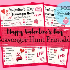 Valentines Day Scavenger Hunt instant digital download printable game kids friends family classroom