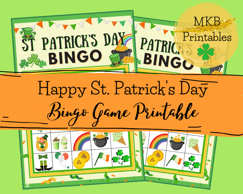 Happy St. Patrick's Day Bingo instant digital download Kids Party Game Family/Friends St. Patty's Day Luck of the Irish Holiday activity image 2