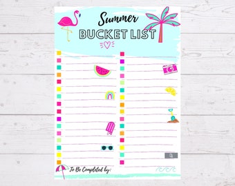 Printable Summer Bucket List Fill in Instant Digital Download Summer Activity List, Summer To Do List, Family Bucket List Kids Activities