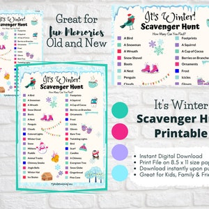 Winter Snowy Day Printable Scavenger Hunt I Spy Style Party Game Fun ...