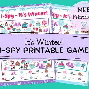 I Spy It's Winter Fun activity for kids instant digital download easy to harder 5 printable different games for party or classroom with bears