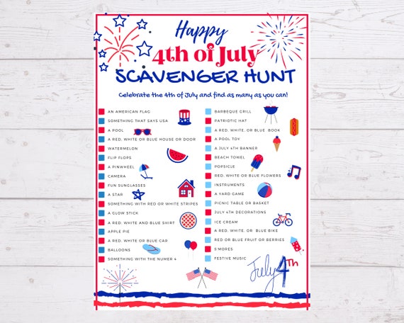 July 4th Treasure Hunt /happy Fourth Kids Fun Outdoor Activity