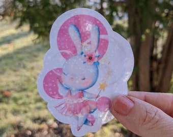 Dance Sticker / Bunny Ballerina / dancer gift / goodie bag / pink / laptop / water bottle / dance recital /ballet class / dance gift /Easter