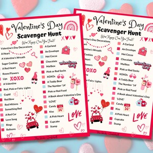 Valentines Day Scavenger Hunt instant digital download printable game kids friends family classroom