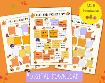 Fall Bucket List Printable, Autumn Bucket List Template, Editable Fall Bucket List, Autumn Activities Checklist, Fall To Do List, PDF, Fun