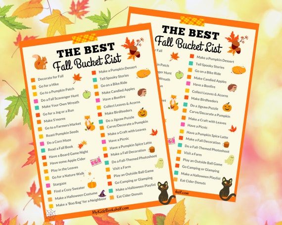 The Best Fall Bucket List-instant digital download printable