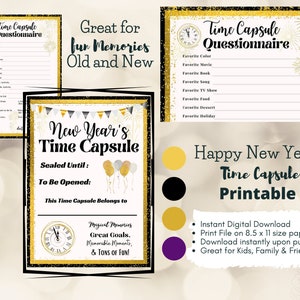 Happy New Year Time Capsule Printable Questionnaire Instant Digital ...