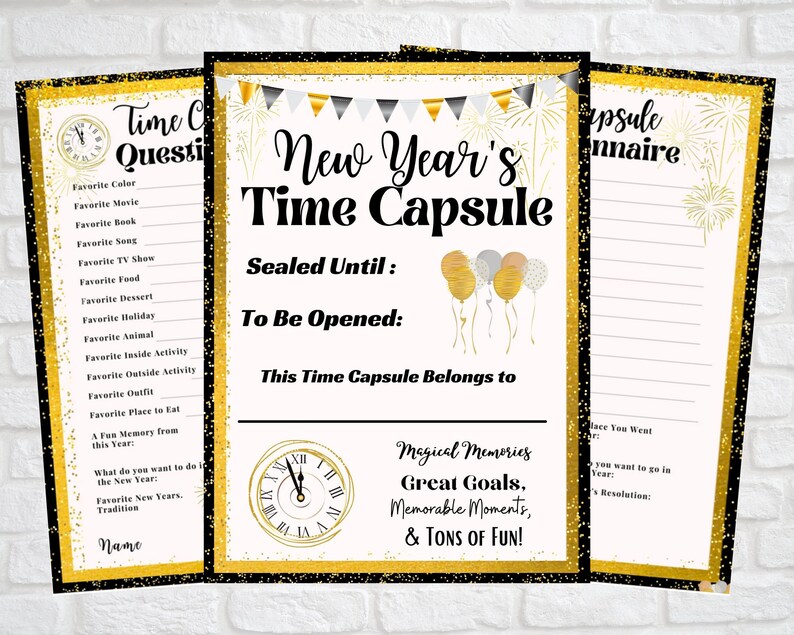 Happy New Year Time Capsule Family Fun Holiday New Year's Eve game activity for kids