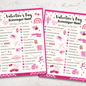 Valentines Day Scavenger Hunt instant digital download printable game kids friends family classroom