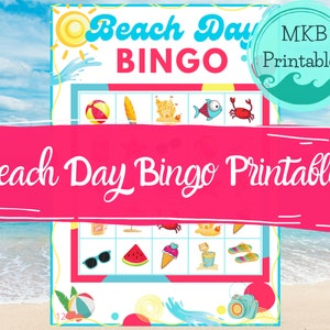 Printable Beach Day Bingo Game Set 12 Card Bingo Set with Calling Cards. Beach Party, Summer Beach Bingo Set Instant Digital Download Files image 2