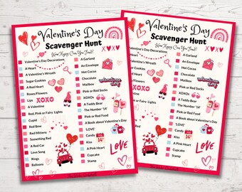 Valentine's Day Scavenger Hunt Printable Game for Kids - Etsy
