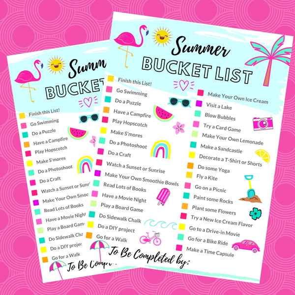 Summer Forever Bucket List Printable/ Best Ideas Summer Checklist Printable Fun Activity for Kids, Teens/ Family Time Summer Planner/Travel