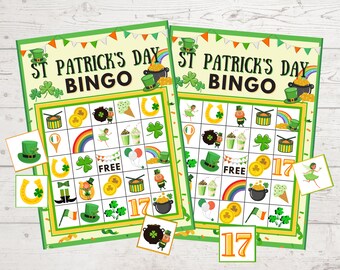 Happy St. Patrick's Day Bingo - instant digital download - Kids Party Game Family/Friends St. Patty's Day Luck of the Irish Holiday activity