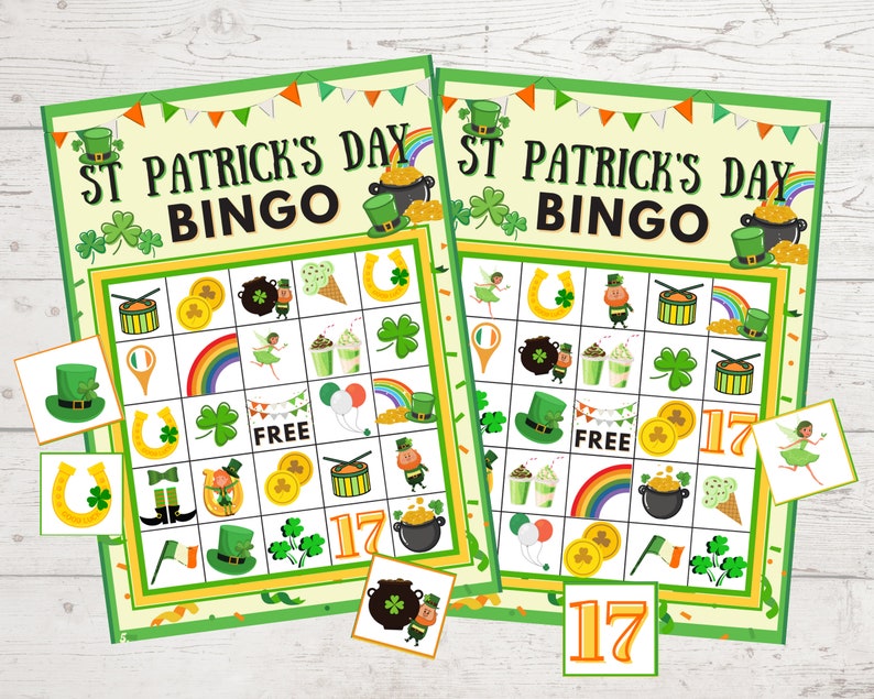 Happy St. Patrick's Day Bingo instant digital download Kids Party Game Family/Friends St. Patty's Day Luck of the Irish Holiday activity image 1