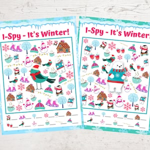 I Spy It's Winter Fun activity for kids instant digital download easy to harder 5 printable different games for party or classroom with bears