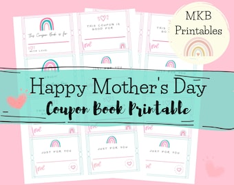 Mother's Day Birthday Coupon Printable Book Gift Certificate for Her Mother DIY Mom Instant Digital Download Best Kids to Gift Personalized