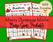 Merry Christmas Movie Holiday Bingo Game - instant digital download Kids, Families, friends/movie nights activity Christmas Eve or Day/break