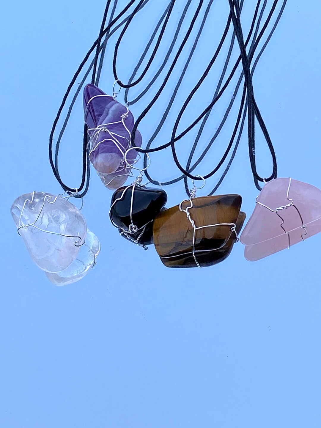 Wire Wrapped Crystal Pendant Necklaces Etsy UK