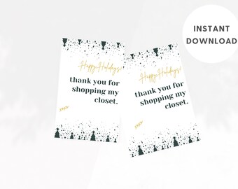 Poshmark Thank You Cards | Poshmark Closet Signs, Header | Winter Themed | Small Business Packaging Insert | Reseller Printables