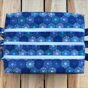 3 Zipper Box Pouch for Toiletries, Makeup, or School Supplies with Cotton or Waterproof Lining