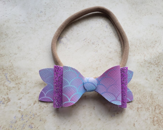Purple Glitter Mermaid Bow Headband