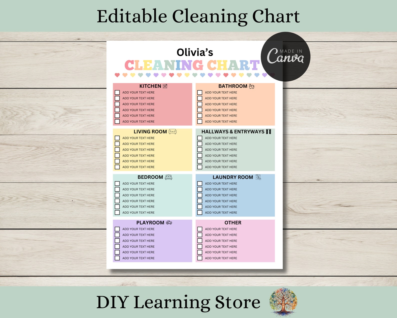 Editable Cleaning Chart | Kids Cleaning Schedule | Behavior Tracker ...