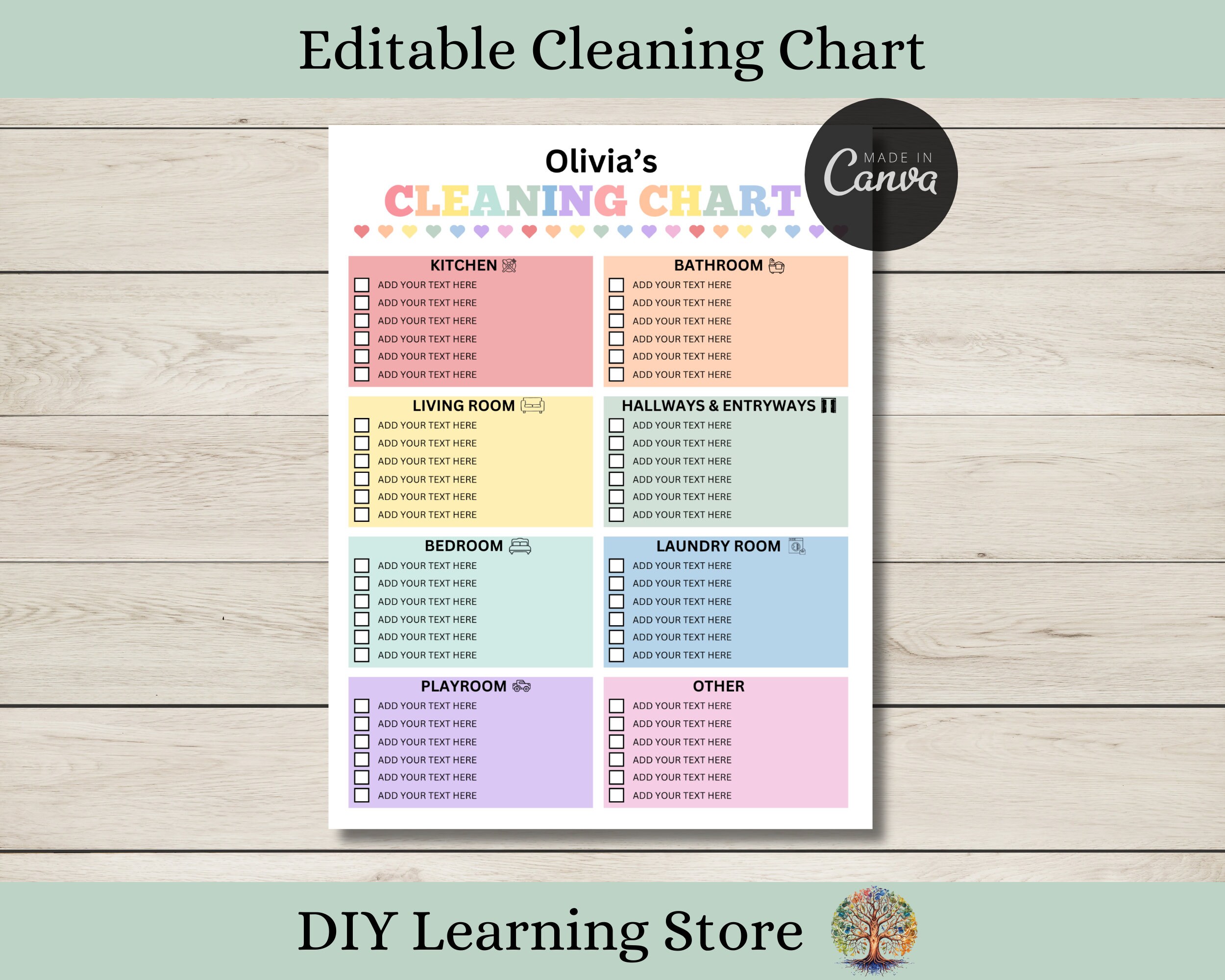 Editable Cleaning Chart | Kids Cleaning Schedule | Behavior Tracker ...