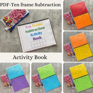 Ten frame Subtraction Activity Book- Montessori Learning Toy / School and Learning /Special Needs Learning Binder /Homeschool Preschool- PDF